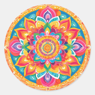 Pegatina Redonda Un mandala romantique