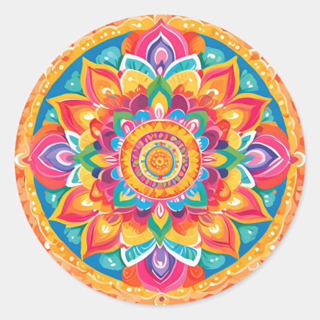 Pegatina Redonda Un mandala romantique (Anverso)