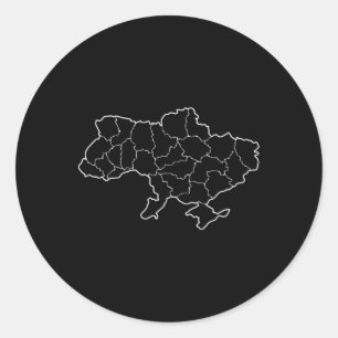Pegatina Redonda Un mapa ucraniano país Ucrania