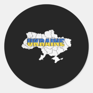 Pegatina Redonda Un mapa ucraniano y bandera de Ucrania