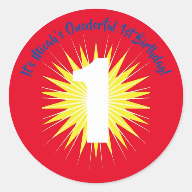 Pegatina Redonda Un maravilloso tema del Fiesta del primer cumpleañ (Anverso)