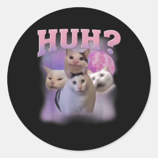 Pegatina Redonda Un meme gracioso que ama el humor a un gato que se