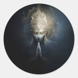 Pegatina Redonda Un Momento de Gracia | Arte de Meditación
