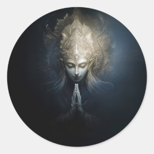 Pegatina Redonda Un Momento de Gracia   Arte de Meditación