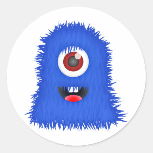 Pegatina Redonda Un monstruo azul de ojos