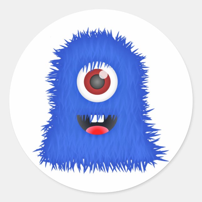 Pegatina Redonda Un monstruo azul de ojos (Anverso)