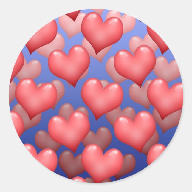 Pegatina Redonda Un montón de corazones (Anverso)