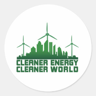 Pegatina Redonda Un mundo más limpio y con menos energía