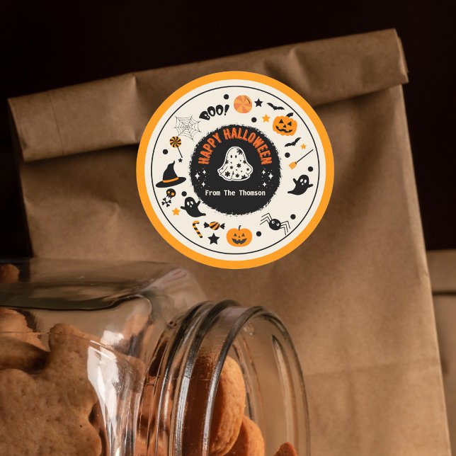 Pegatina Redonda Un Naranja alegre y juguetón Ilustracion de Hallow (Subido por el creador)