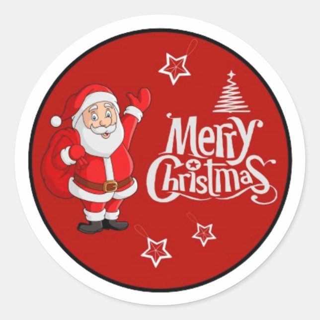 Pegatina Redonda Un Navidad alegre desea su hogar (Anverso)