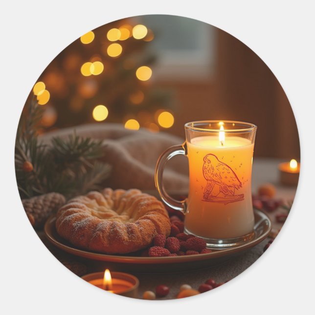 Pegatina Redonda un Navidad cálido (Anverso)