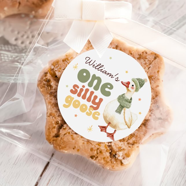 Pegatina Redonda Un Navidad groso y tonto verde primer cumpleaños (Subido por el creador)