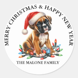 Pegatina Redonda Un Navidad Muy Bóxer