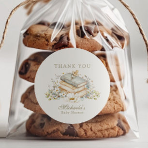 Pegatina Redonda Un Nuevo Capítulo Comienza Tema de Libro Rústico p