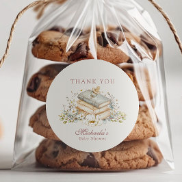 Pegatina Redonda Un Nuevo Capítulo Comienza Tema de Libro Rústico p