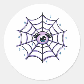 Pegatina Redonda Un ojo Personalizado lindo en una web espumosa