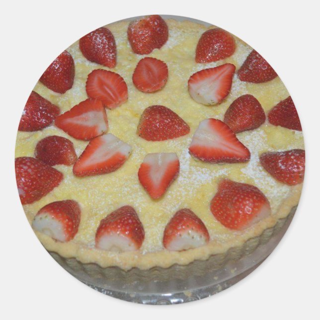 Pegatina Redonda Un pastel de fresa (Anverso)