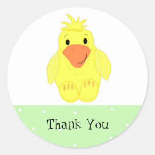 Pegatina Redonda Un pato amarillo pequeño gracias