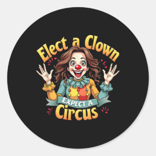 Pegatina Redonda Un Payaso Espera Un Circo Kamala Harris Gráfico 20