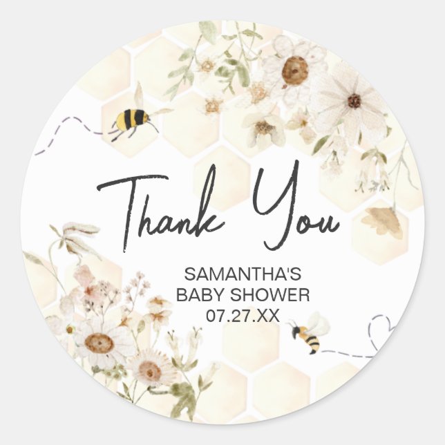 Pegatina Redonda Un pequeño Baby Shower de miel (Anverso)