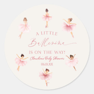 Pegatina Redonda Un pequeño ballet rosado Baby Shower