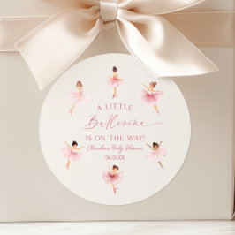 Pegatina Redonda Un pequeño ballet rosado Baby Shower