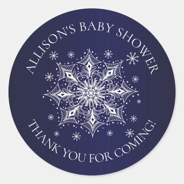 Pegatina Redonda Un pequeño bebé de invierno gracias a la ducha (Anverso)