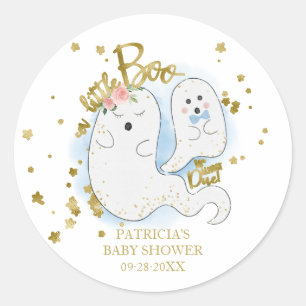 Pegatina Redonda Un pequeño bebé varón para Halloween: Baby Shower 