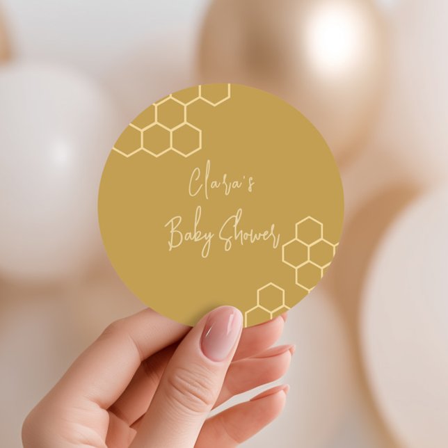 Pegatina Redonda Un pequeño beige dorado mínimo de miel Baby Shower (Subido por el creador)