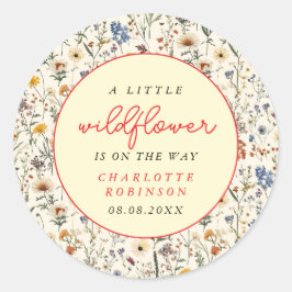Pegatina Redonda Un pequeño Chica de flores silvestres en Baby Show