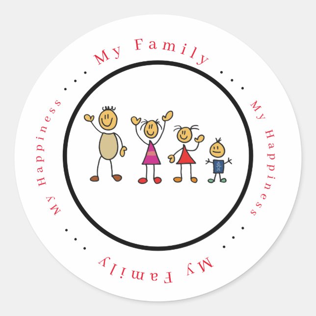 Pegatina Redonda Un pequeño dinosaurio riéndose con entusiasmo (Anverso)