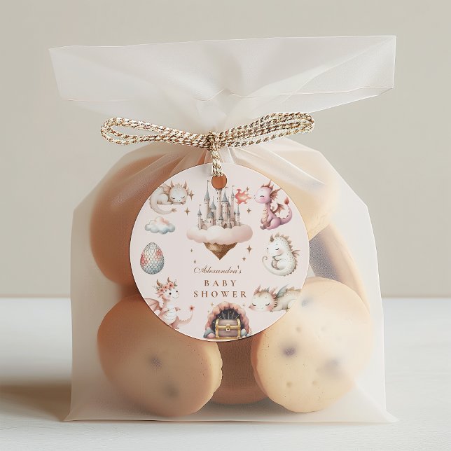 Pegatina Redonda Un pequeño dragón está en camino a Baby Shower (Subido por el creador)