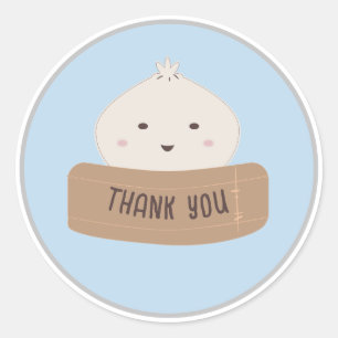 Pegatina Redonda Un pequeño dumpling está en camino, gracias 