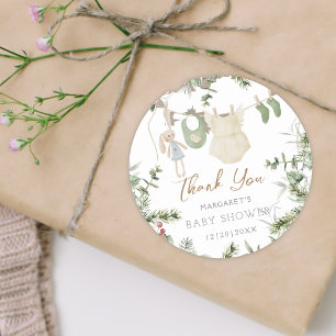 Pegatina Redonda Un pequeño moro   Boho Chica Winter Baby Shower