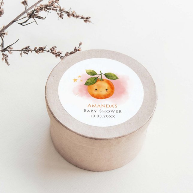 Pegatina Redonda Un pequeño Naranja cortiano Clementine Baby Shower (Subido por el creador)