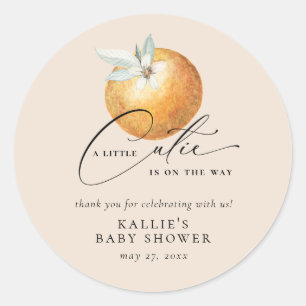 Pegatina Redonda Un pequeño Naranja de Citrus Cutie Baby Shower