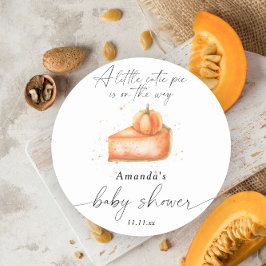 Pegatina Redonda "Un pequeño pastelito está en camino" baby shower