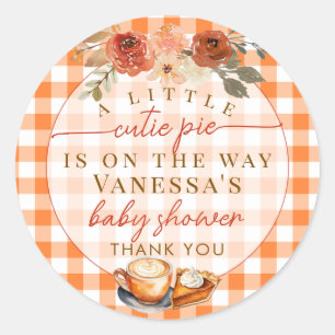 Pegatina Redonda Un pequeño pastelito floral de otoño Baby Shower d