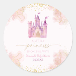 Pegatina Redonda Un pequeño Princess Royal Castle Baby Shower
