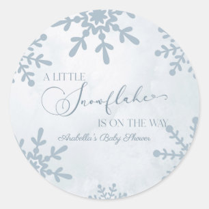 Pegatina Redonda Un pequeño Snowflake Winter Wonderland Baby Shower