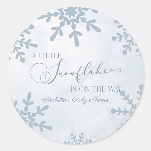 Pegatina Redonda Un pequeño Snowflake Winter Wonderland Baby Shower (Anverso)