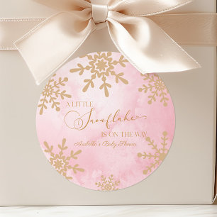 Pegatina Redonda Un pequeño Snowflake Winter Wonderland Baby Shower