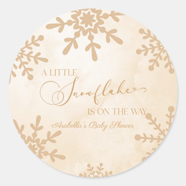 Pegatina Redonda Un pequeño Snowflake Winter Wonderland Baby Shower (Anverso)