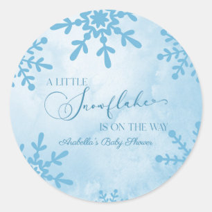 Pegatina Redonda Un pequeño Snowflake Winter Wonderland Baby Shower