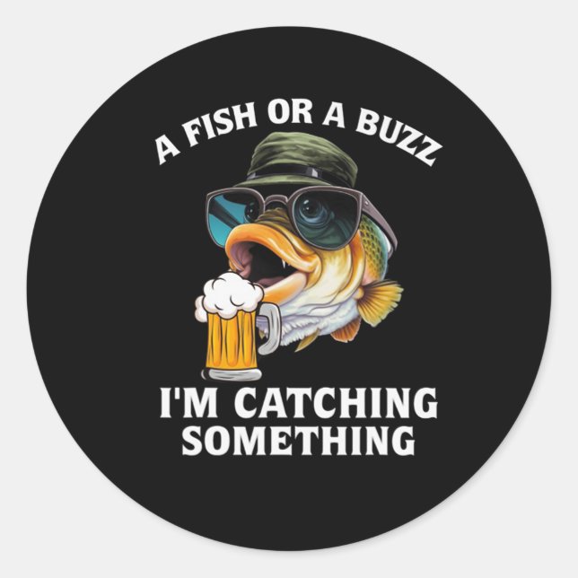 Pegatina Redonda Un pez o un rumor que estoy atrapando algo (Anverso)