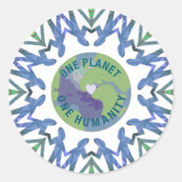 Pegatina Redonda Un planeta una humanidad