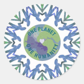 Pegatina Redonda Un planeta una humanidad