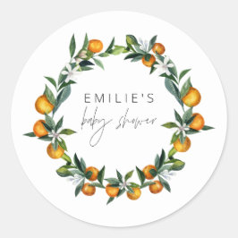 Pegatina Redonda Un poco cursi Naranja de cítricos Baby Shower