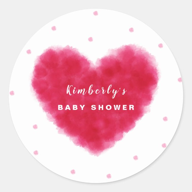 Pegatina Redonda Un poco de amor San Valentín Baby Shower (Anverso)