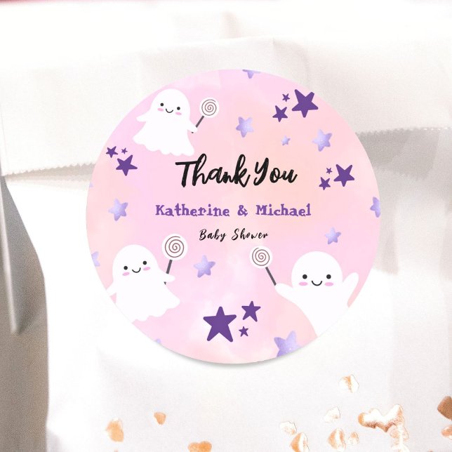 Pegatina Redonda Un poco de baile | Baby Shower Chica de Halloween (Subido por el creador)